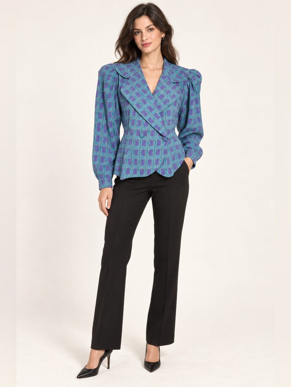 Vintage 80s August Max Abstract Rayon Blazer Top NWT Deadstock Size 12/M